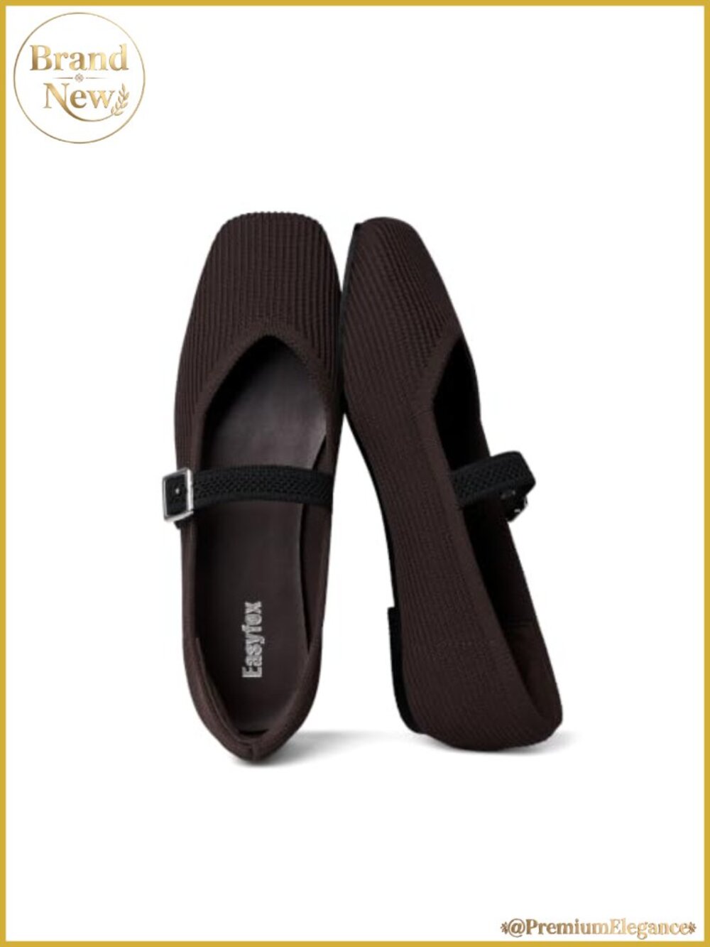 Knit Mary Jane Flats Square Toe Ballet Shoes Adjustable Buckle